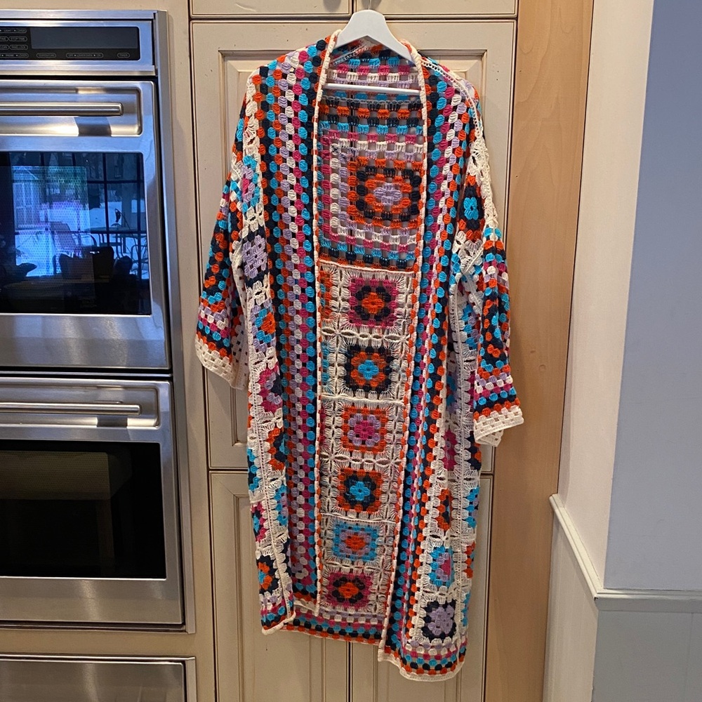 POL Multicolor granny Crochet patchwork Sweater c… - image 3